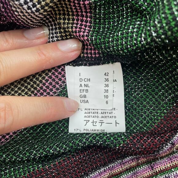 Missoni Metallic Striped Cardigan Color Block Belt Tie Size 6 - Picture 9 of 9